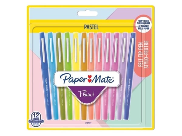 Papermate Flair, Keskikokoinen, 12 väriä, Valikoidut värit, 0,7 mm, Valikoidut värit, Pyöreä
