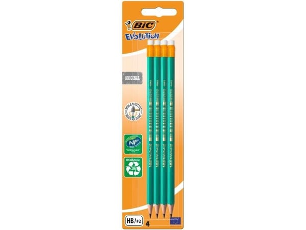 BIC EVOLUTION - Blyant - grafitt - ikke-permanent - HB - med viskelær (en pakke 4)