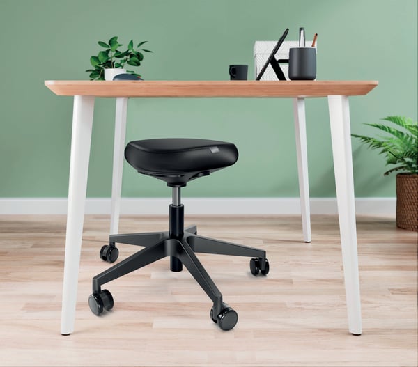 Leitz Ergo arbeidskrakk med hjul og komfortsete, Polstret Sete, Svart, Skum, Metall, Svart, 5 hjul