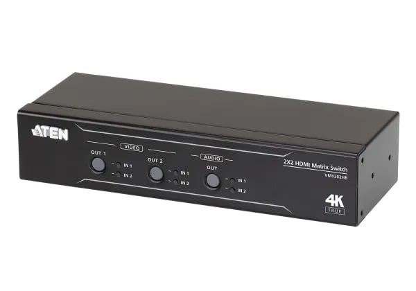 ATEN VM0202HB-AT-G, AV-matriisikytkin, 18 Gbit/s, 600 MHz, 4096 x 2160 pikseliä, 4096 x 2160, 3840 x 2160, Musta