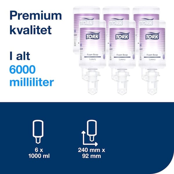 Skumsåpe Tork S4 Luxury 1000 ml, klar, med parfyme - (6 stk. x 1000 ml/kartong)