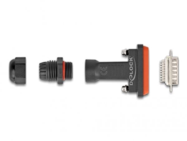 DeLOCK 87808, D-Sub HD 26 pin/ 26 soldering pin, Musta, Oranssi, Uros, Suora, IP67, -45 - 105 °C