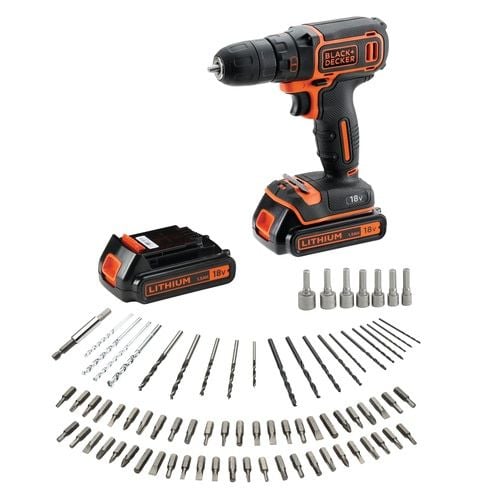 BLACK+DECKER BDCDC18BAFC boremaskin/skrutrekker 18 V, 30 N·m, 10 mm chuck, 2 batterier