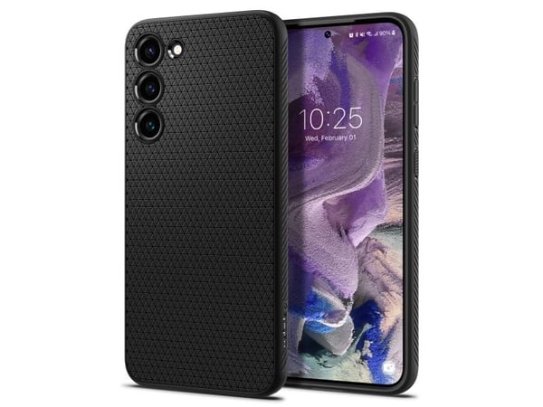 Spigen Liquid Air - Baksidedeksel for mobiltelefon - fleksibel termoplastpolyuretan (TPU) - matt svart - for Samsung Galaxy S23