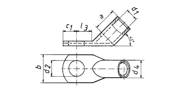 Klauke 165R845 Rørkabelsko 45 ° M8 35 mm² 1 stk