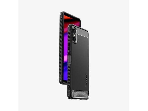 Spigen Rugged Armor - Baksidesskydd för mobiltelefon - termoplastisk polyuretan (TPU) - svart - för Sony XPERIA 10 IV