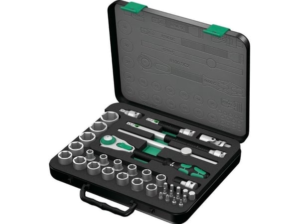 Wera 05003645001, Pipenøkkelsett, 37 stykker, Svart, Grønn, CE, Skrallehåndtak