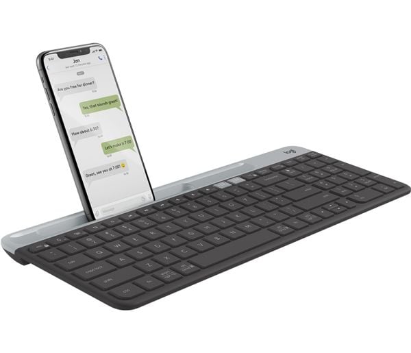 Logitech Slim Multi-Device Wireless Keyboard K580, Täysikokoinen (100 %), RF Wireless + Bluetooth, Grafiitti
