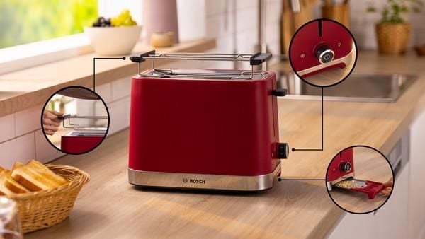 Bosch TAT4M224 leivänpaahdin 2 viipaletta 950 W punainen (TAT4M224)