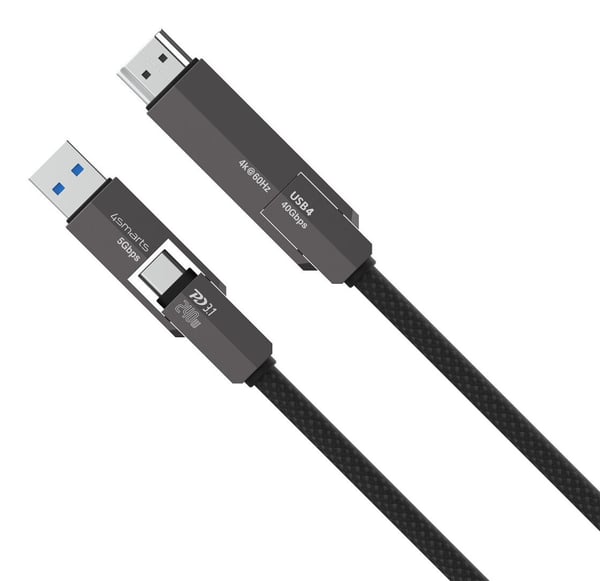 4smarts 549240, 1,5 m, USB C, USB C, USB4 Gen 3x2, 40 Gbit/sek, Svart