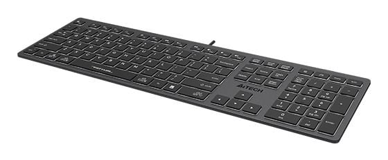 A4Tech Fstyler FX60H (White Backlit), Langallinen, USB, Näppäimen saksikytkin, QWERTY, LED, Harmaa