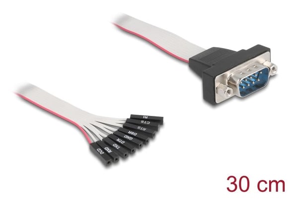 Delock - Seriell kabel - 9-stifts seriell kontakt (hona) till DB-9 (hane) - 30 cm - stödjer RS-232 seriellt gränssnitt, platt ribbon - grå