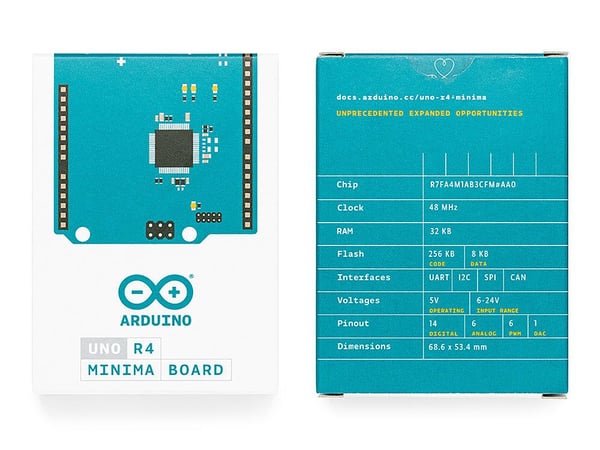 Arduino UNO R4 Minima, 48 MHz, ATmega328, 16 MHz, 0,032 MB, 0,256 MB, Arduino