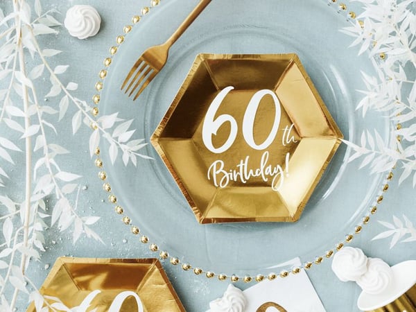 PartyDeco TPP73-60-019M, Tallrik, Sexhörnig, papper, Guld, Monokromatiskt, 6 styck