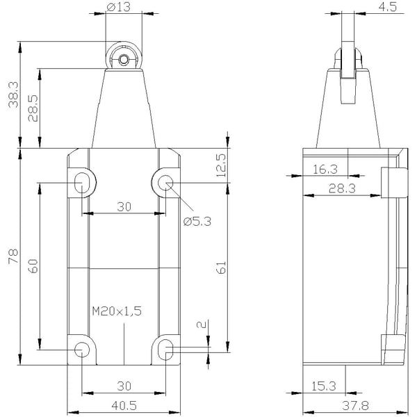 Siemens 3SE51320KD05 3SE5132-0KD05 Pysäytyskosketin 6 A Rullakiristin, muovirulla IP66, IP67 1 kpl