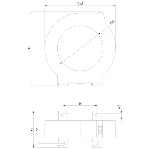Siemens 3UL2304-1A 3UL23041A Differensstrømstransformator Ledninggjennomføring Ø: 80 mm Skruefesting 1 stk., 343 g, 140 mm, 42 mm, 131 mm