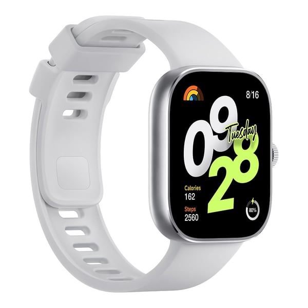 Xiaomi Redmi Watch 4 - Smartklokke med stropp - TPU - hvit - håndleddstørrelse: 135-205 mm - display 1.97" - Bluetooth - 31.5 g - sølvgrå