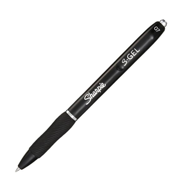 Sharpie S-Gel, Indragbar gelpenna, Svart, Svart, Medium, 0,7 mm, Blåsa