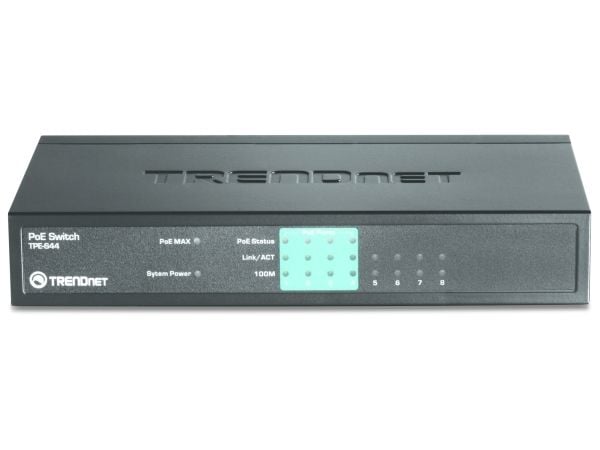 TRENDnet TPE-S44 - Switch - 4 x 10/100 (PoE) + 4 x 10/100 - stasjonær - PoE - TAA-samsvar