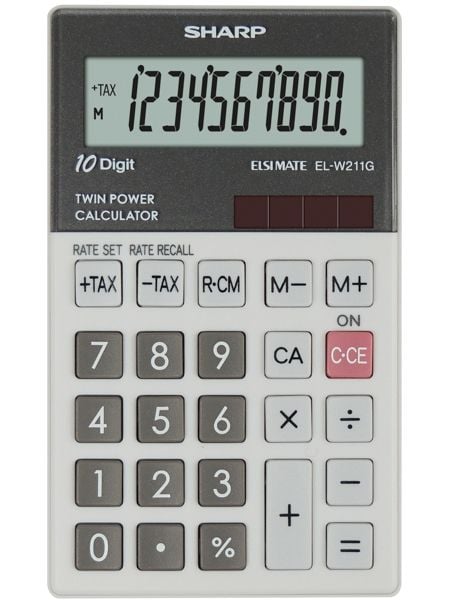 Sharp EL-W211G, Ficka, Finansiell, 10 siffror, 1 linjer, AC/Batteri, Grå