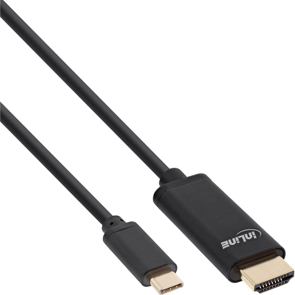 InLine 64111, 1 m, USB Type-C, HDMI, Hankjønn, Hankjønn, Gull