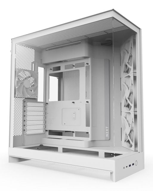 NZXT H9 Flow CM-H92FW-01 PC-kabinett ATX, 2 paneler i herdet glass, hvit