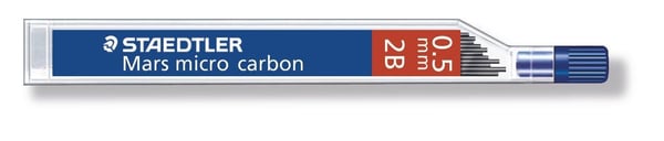 STAEDTLER Mars micro carbon - Bly for blyant - 2B - kullsvart - 0.5 mm (en pakke 12) - for P/N: 762 05-3, 77505, 779 05-2, 779 05-3, 779 05-9