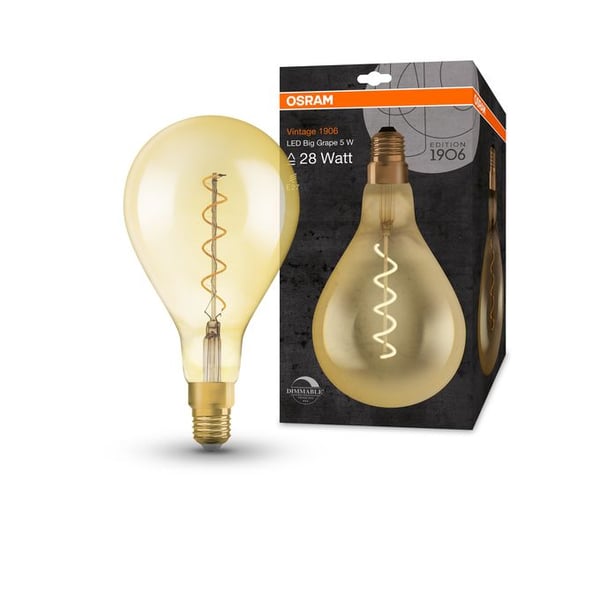 OSRAM Vintage 1906 - LED hehkulamppu - muoto: iso viinirypäle - kirkas viimeistely - E27 - 4 W (28 W ekvivalentti) - luokka G - miellyttävän lämmin...