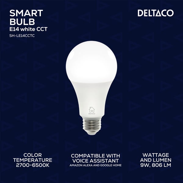 DELTACO SMART HOME - LED-glödlampa - E27 - 9 W (motsvarande 60 W) - varmt till kallt vitt ljus - 2700-6500 K