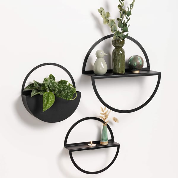 Cirkelhylde i sort metal Ø35 cm (10 x Ø35 cm) sort