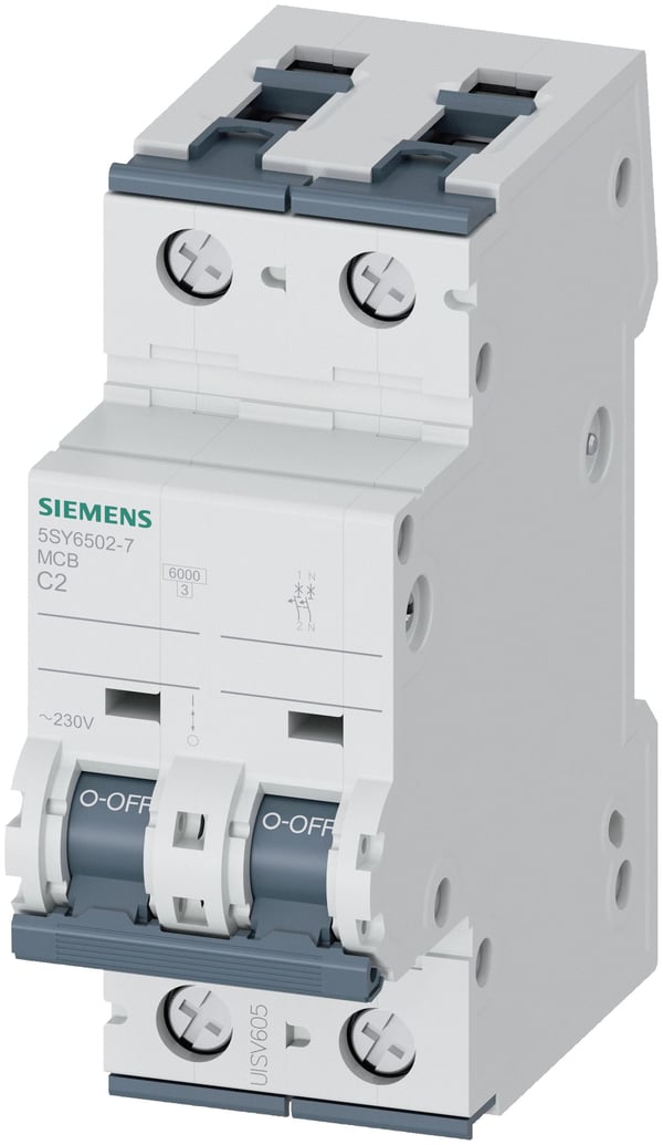 Automatsikring 6KA 1P+N C 2A 5SY6502-7 5SY6502-7