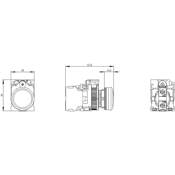 Siemens 3SU1153-6AA20-1AA0 merkkivalo, 1 kpl, punainen, IP67, IP69K, 59 g, 100 mm, 50 mm, 30 mm