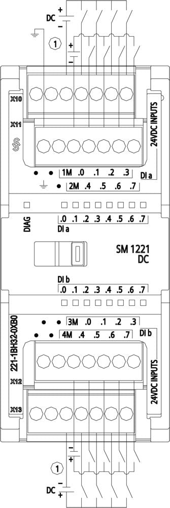 Siemens 6ES7221-1BH32-0XB0, Digital, In, 16 kanaler, Source-kanal, 16 kanaler, Strömförsörjning av system
