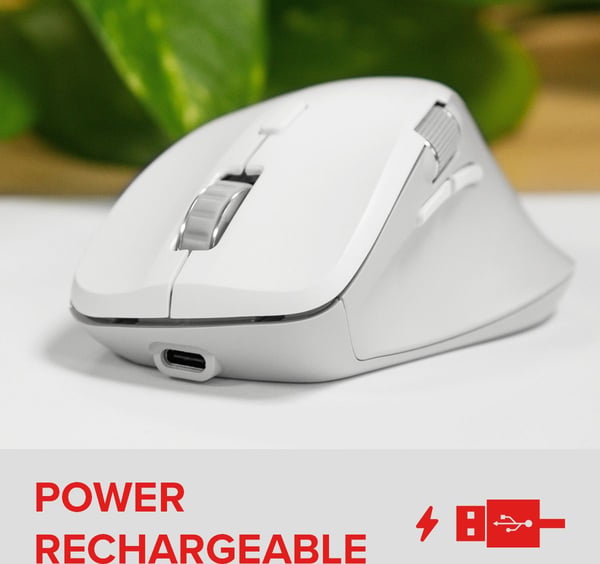 SPEEDLINK LIBERA Rechargeable Mouse, högerhand, Optisk, Trådlös RF + Bluetooth, 3200 DPI, Vit