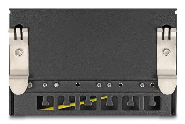 Delock - Koblingspanel - mini - DIN-skinnemonterbar, veggmonterbar, skrivebord - CAT 6a - skjermet - RJ-45 X 6 - svart