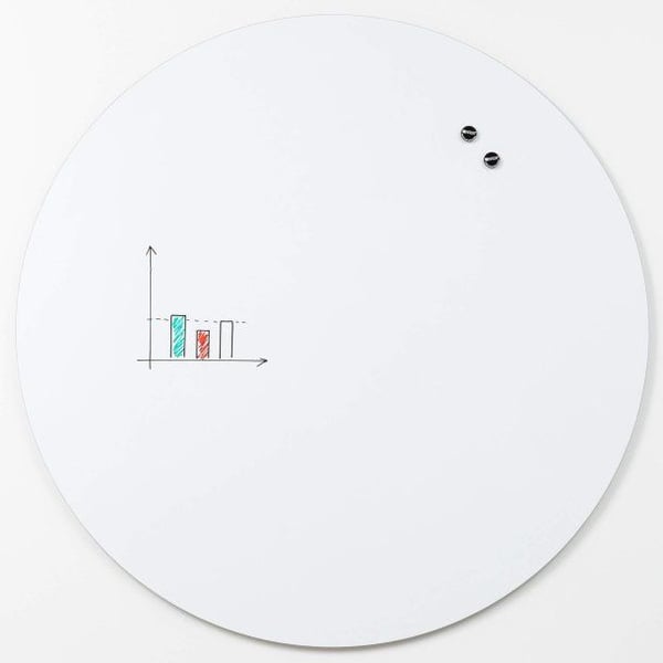 Whiteboard rammeløs Ø 100 cm. Hvid