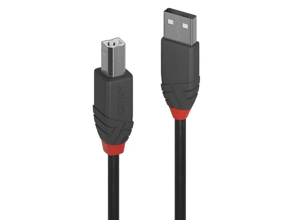Lindy 36673, 2 m, USB A, USB B, USB 2.0, 0,48 Gbit/sek, Sortera