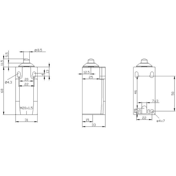 Siemens 3SE5212-0BB01 Stoppkontakt 6 A Kopplingspärr, Pärr i rostfritt stål IP66, IP67 1 st