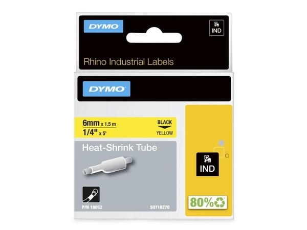 DYMO RhinoPRO Heat shrink tubing - Polyolefin - gul - Rulle (0,6 cm x 1,5 m) 1 rulle (rullar) fodral - för Rhino 4200, 6000, 6000 Hard Case Kit