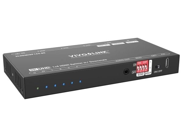 Vivolink VLHDMISP1X4-8K, HDMI, 4x HDMI, 1X HDMI, 7680 x 4320 pikseliä, Musta, Metalli