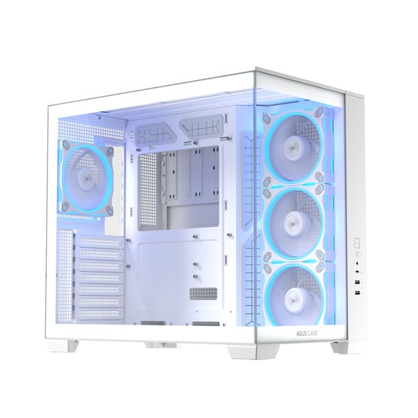 ASUS A32 Plus TG ARGB White, Midi Tower, PC, Valkoinen, ATX, mikro ATX, Mini-ITX, Metalli, Pelaaminen