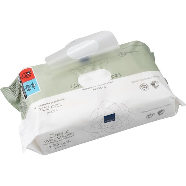 Våtservetter, ABENA, Z-vikta, 18x23 cm, vita, tillverkade för renrum, 100 st, utan färg och parfym, med folielock, engångs - (12 förpackningar x 10...