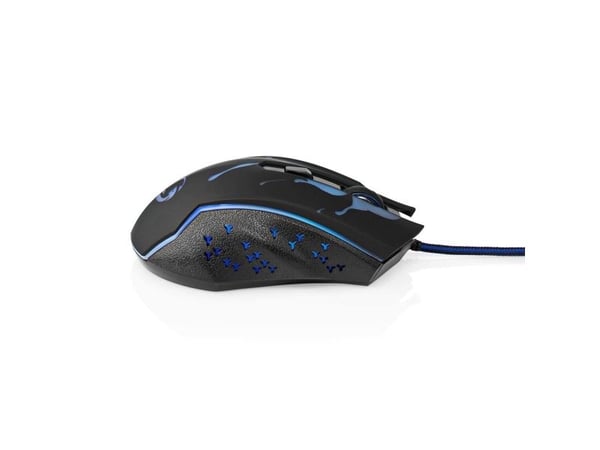 Nedis Gaming - Hiiri - ergonominen - oikeakätinen - optinen - 6 painiketta - langallinen - USB - musta - vähittäismyynti - lahjapakkaus, jossa on e...