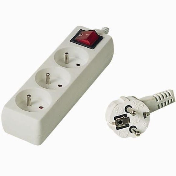 PremiumCord PP3K-07, 7 m, Tyyppi E / F, Valkoinen, 3 AC-pistorasia(a), 250 V, 10 A