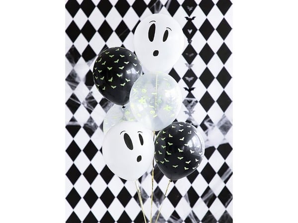 PartyDeco BU12-1-000-3, Lekeballong, Sort, Grønn, Hvit, Bilde, Halloween, Oval, 3 stykker