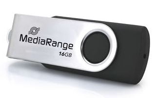 MediaRange MR1951, 16 GB, USB Type-C, 3.2 Gen 1 (3.1 Gen 1), 50 MB/s, Taittuva, musta, Hopea