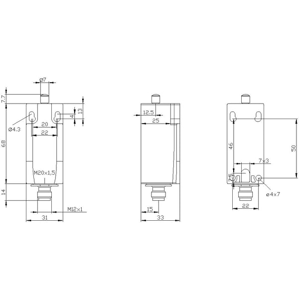 Siemens 3SE52140BC051AC5 3SE5214-0BC05-1AC5 Asentokytkin 4 A, kuparinen iskuri, tefloninen iskuri, IP66, IP67, 1 kpl, metalli, IP66, IP67, 45 mm, 4...