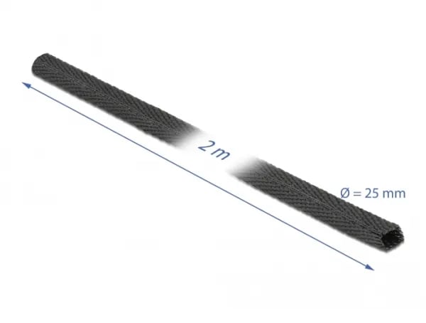DeLOCK 20795, Kutistesukka, Musta, Polyolefiini, 2 m, 1 kpl, 2:1