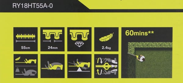 Ryobi RY18HT55A-0 Pensasleikkuri - 18V
