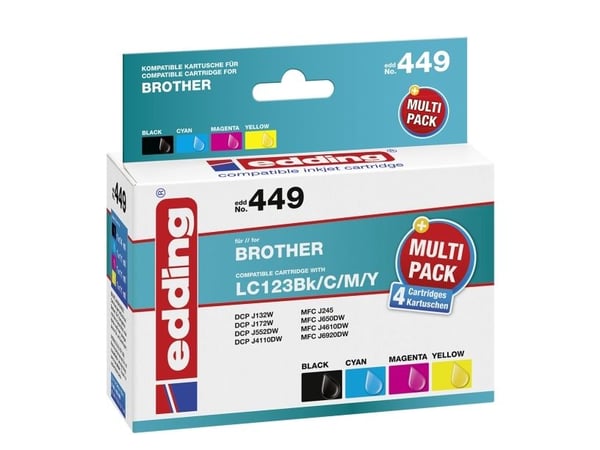 Edding EDD-449, Svart, Cyan, Magenta, Gul, 14 ml, 11 ml, Flerpack
